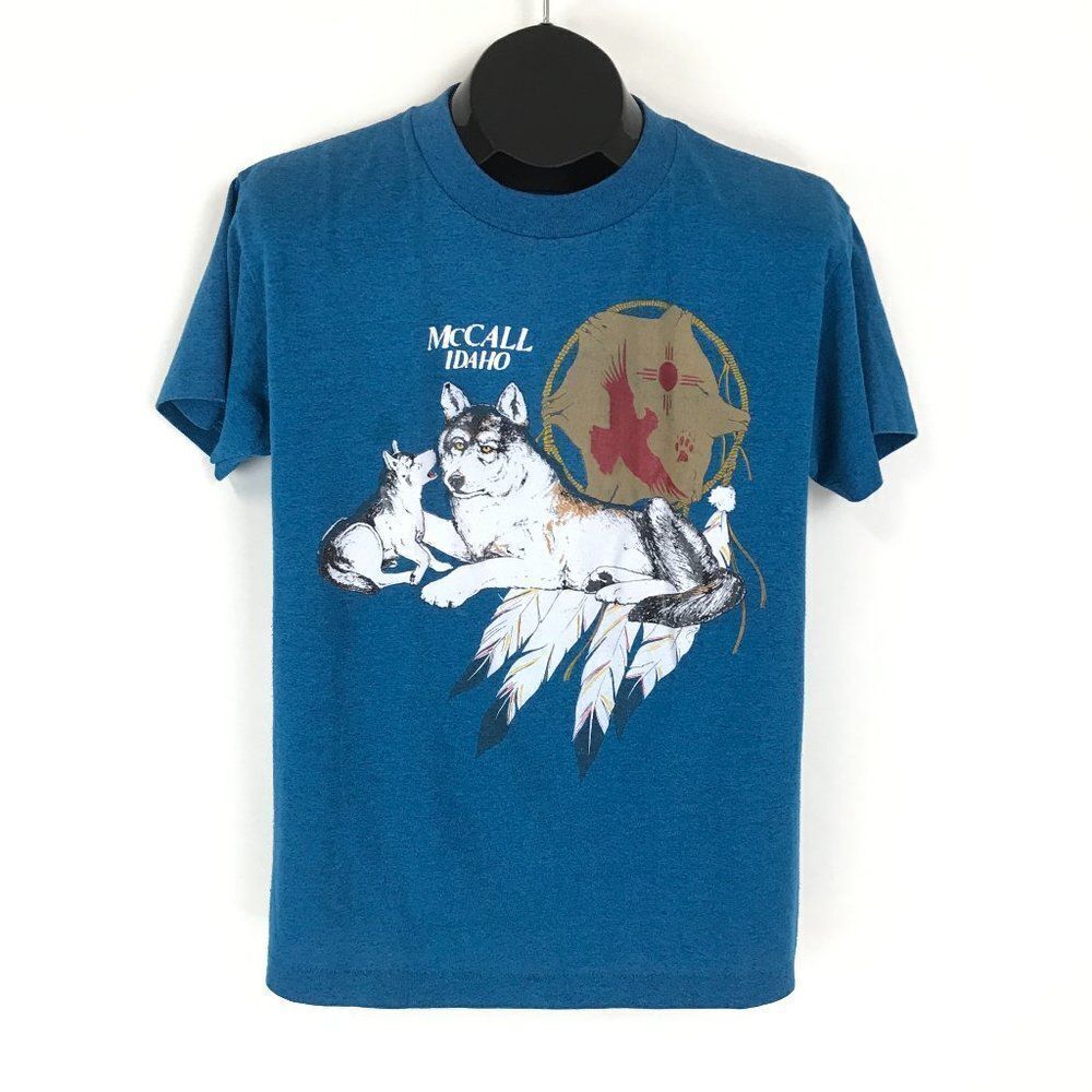 Vintage Native American Wolf Shirt Adult Medium Single Stitch Crew Neck Tee Jays